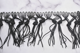 Black Knotted Fringe Trim | Faux Leather Fringe Trim With A Design | Ultra Suede Leather Fringe Trim | 4" Leather Fringe Trim By The Yard