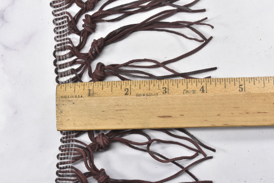 Faux Leather Fringe Trim | Black and Chocolate Trim | Knotted Fringe Trim | Ultra Suede Leather Fringe Trim | Fringe Trim | Trim