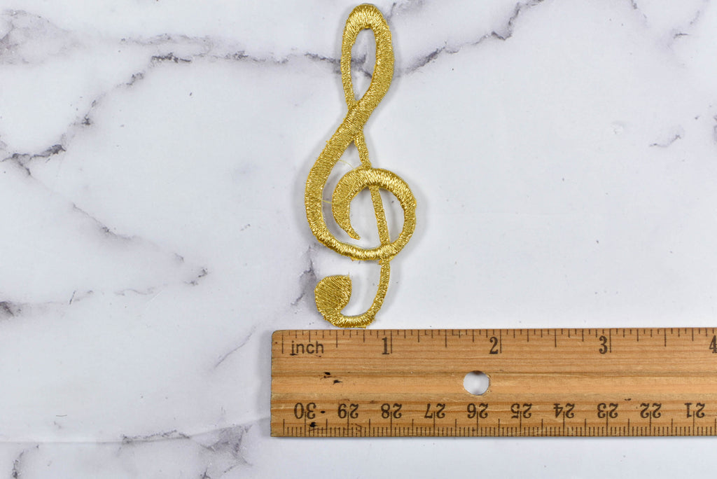 Embroidered Music Note Symbol Patch | Shiny Music Symbol Patch | Music Note Patch Applique | Gold Music Note