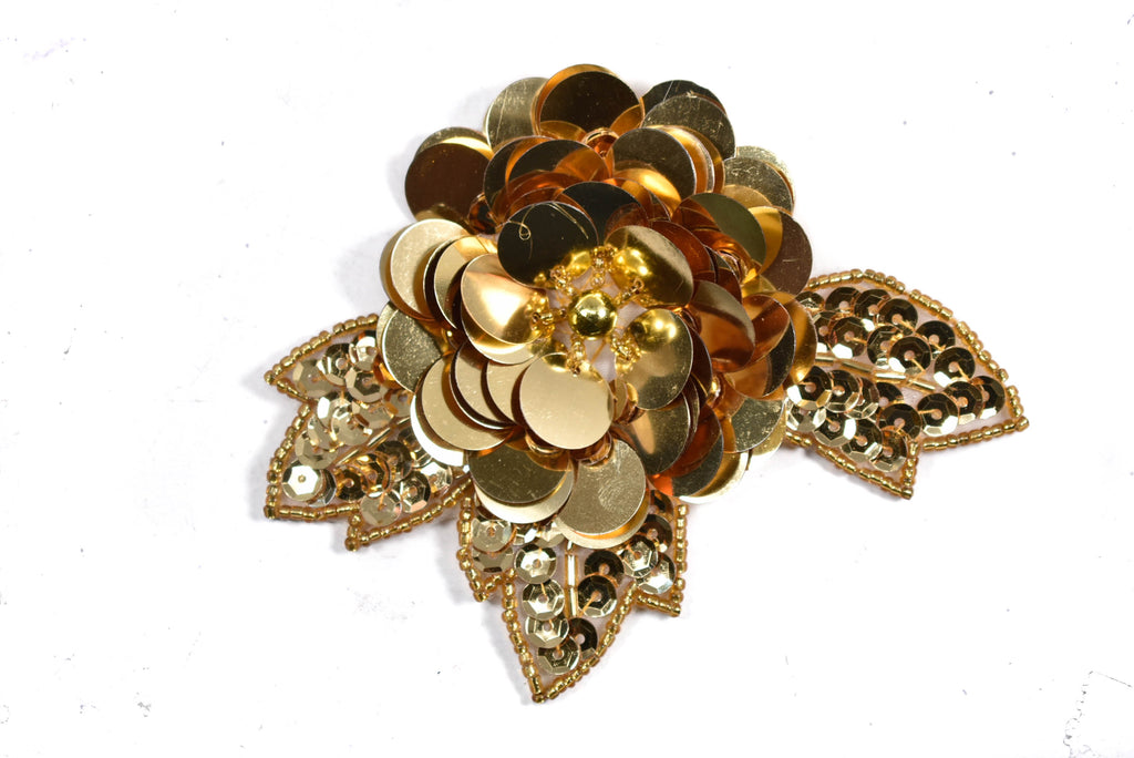 Pin on Gold Sequin Flower Applique | Pin on Applique Patch | DIY Costume Design Accessories | Cute Sequin Flower Pin