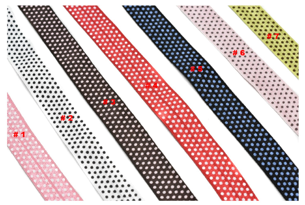 Assorted Small Polka Dot Elastic 0.63" | Polka Dots  Elastic Trim | Trim