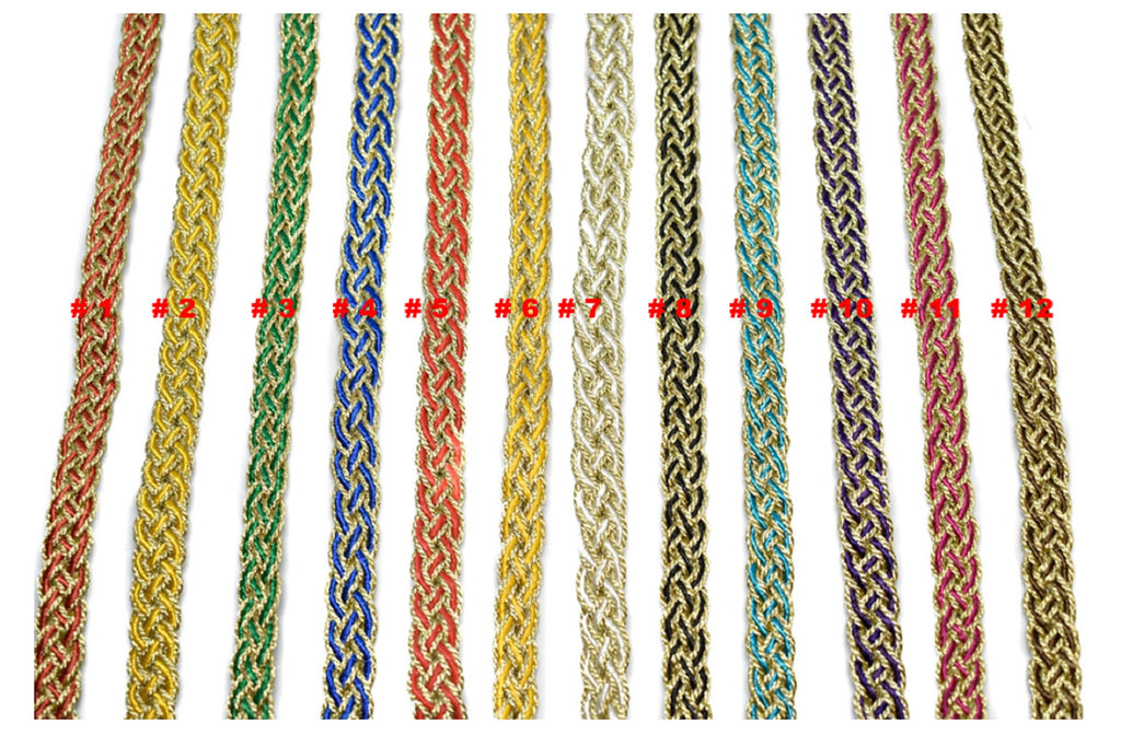 Metallic Two-Tone Braided Gimp Trim 1/2" - by the yard