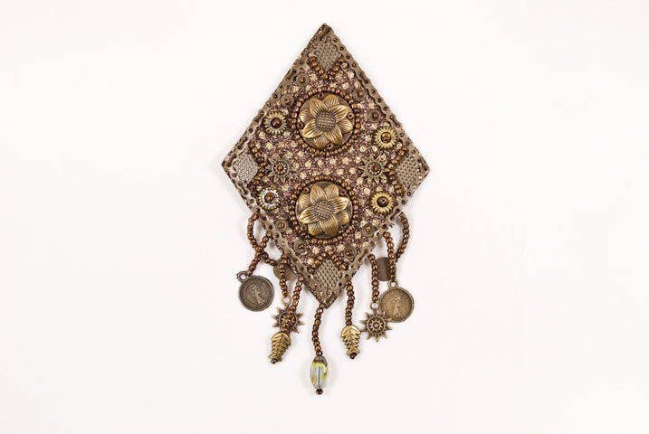Classy Native -themed Diamond shaped Patch with Dangling fringes.