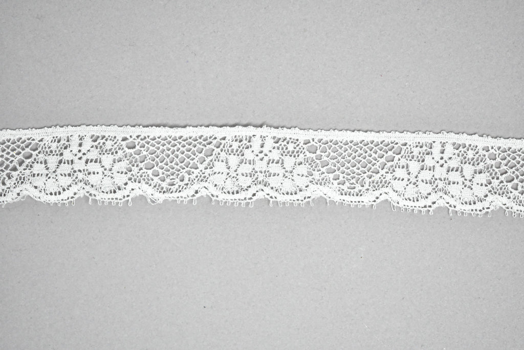 White Floral Lace Trim 1" - 1 Yard