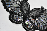 Sequin Butterfly Applique | Sew on Butterfly Applique | Hologram Butterfly with Sequin | Butterfly Applique | Black Butterfly 10" x 4.50" | Target Trim