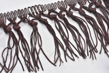 Knotted Faux Leather Fringe Trim | Chocolate Leather Fringe Trim | Ultra Suede Leather Fringe Trim | Fringe Trim | Trim