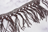 Knotted Faux Leather Fringe Trim | Chocolate Leather Fringe Trim | Ultra Suede Leather Fringe Trim | Fringe Trim | Trim