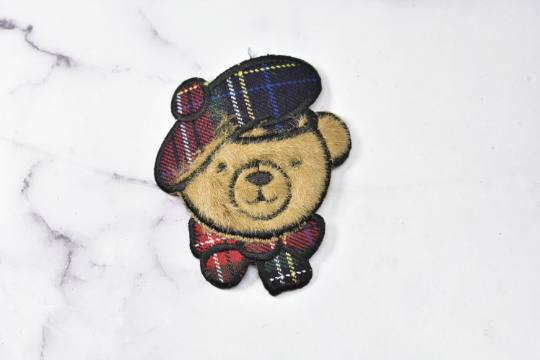 Cartoon Faux Fur Embroidered Brown Bear Patch  | Bear with Hat | Applique | Iron-On Patch Embroidered | DIY Fashion | Cute Teddy Bear Patch-Target Trim