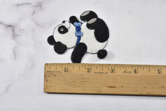 Embroidered Bear Patch with Soft Fabric | Black and White Bear With Bow Tie| Iron-On Patch Embroidered | DIY Fashion | Cute Teddy Bear Patch