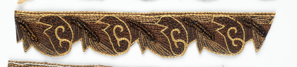 Floral Beaded Handcrafted Indian Trim WITH Fur