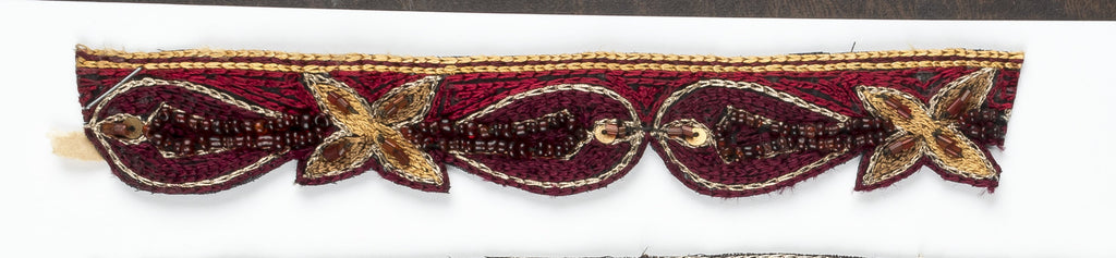 Hand-crafted Floral Trim with with Sequins and Beads 1" - 1 Yard