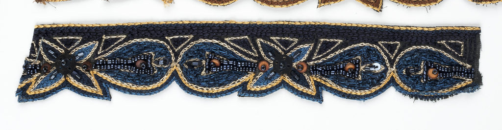 Hand-crafted Floral Trim with with Sequins and Beads 1" - 1 Yard