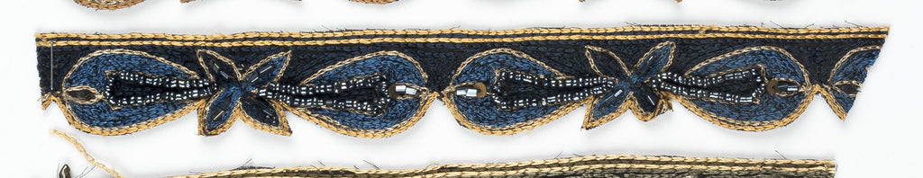 Hand-crafted Floral Trim with with Sequins and Beads 1" - 1 Yard