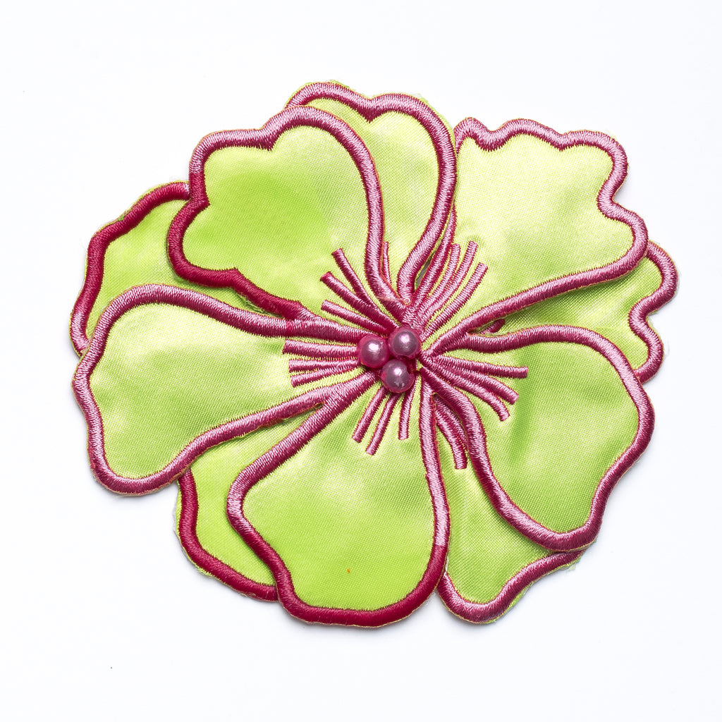 Magnolia Satin Flower applique with Embroidery Accent - Target Trim