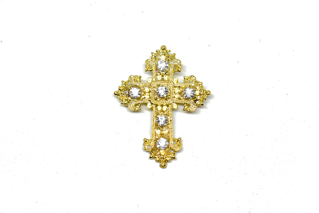 Crystal Rhinestone Cross-Shaped Brooch with Pin - Target Trim