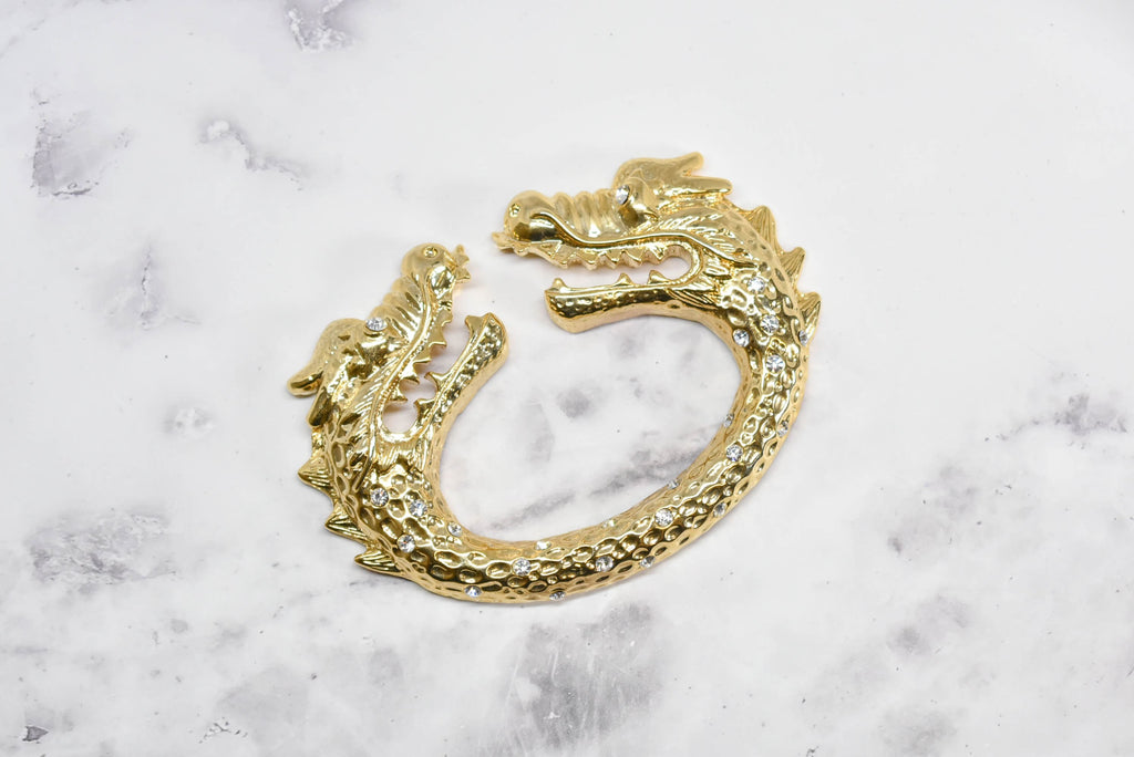 Gold Dragon Head Rhinestone Buckle 5.75" x 3.50" - 1 Piece