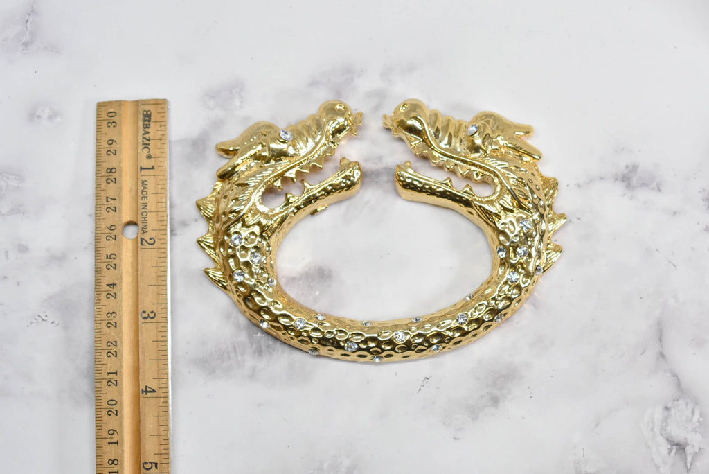 Gold Dragon Head Rhinestone Buckle 5.75" x 3.50" - 1 Piece