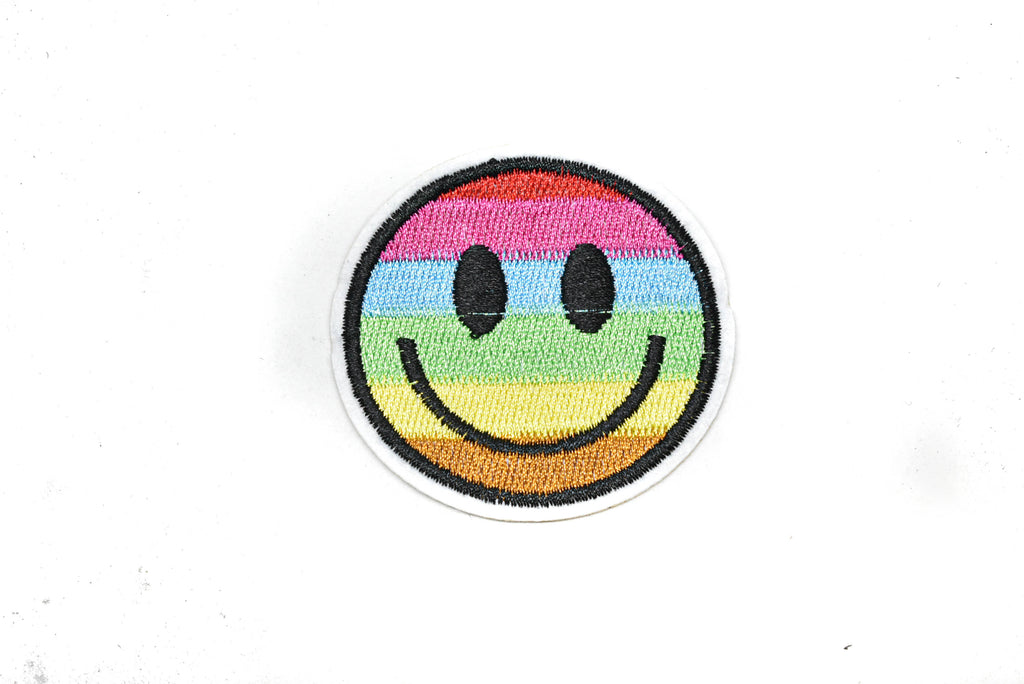 Embroidered Rainbow Smiley Face Iron-On Patch 2" | Smiley Face Patch Applique - Target Trim