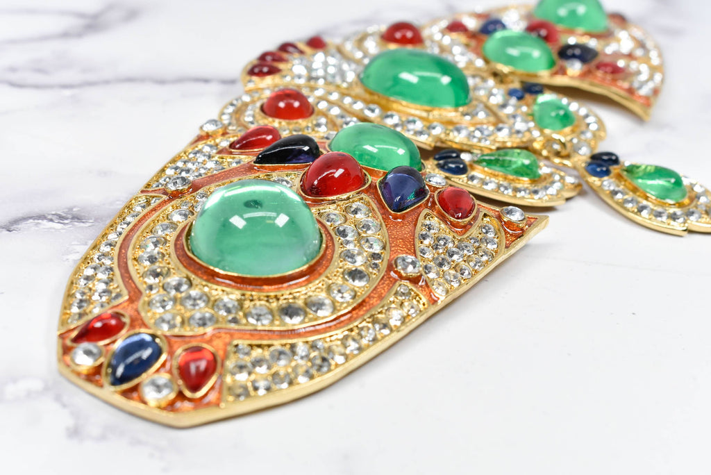 Dangling Rhinestone with Gem Buckle Applique