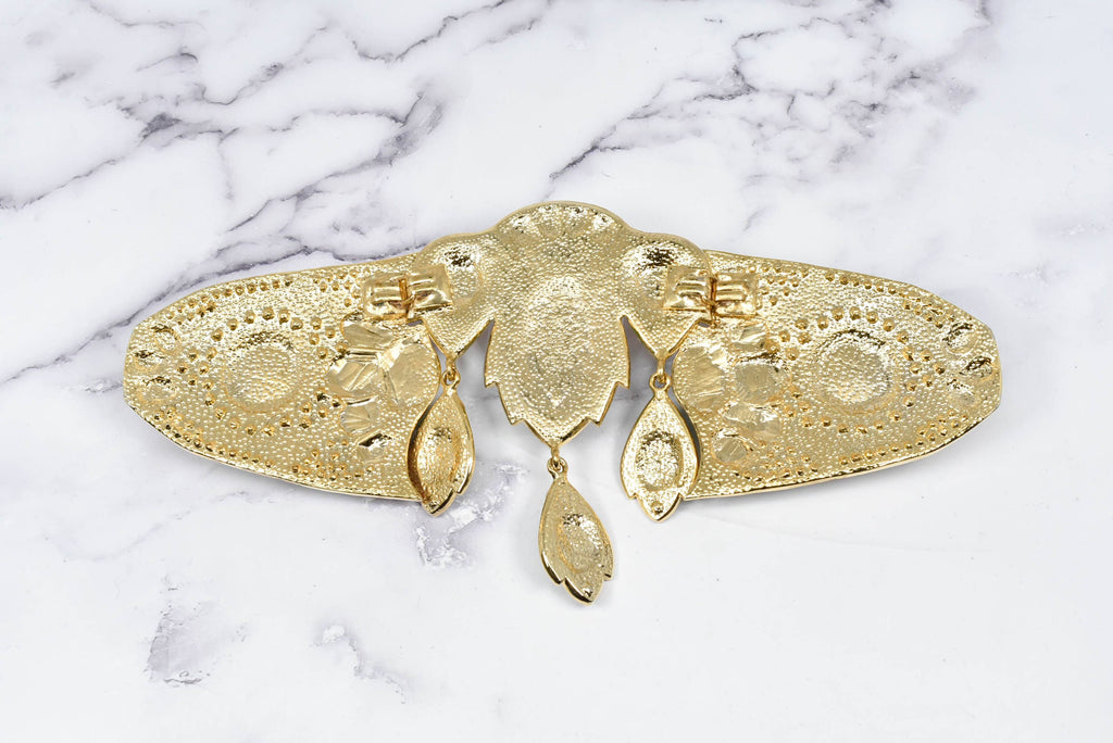 Dangling Rhinestone with Gem Buckle Applique