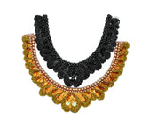 Beaded Patch for Neckline (Orange or Black) | Black Pearl Neck Patch | Iron on Patch for Neck Area | Patch | Applique - Target Trim