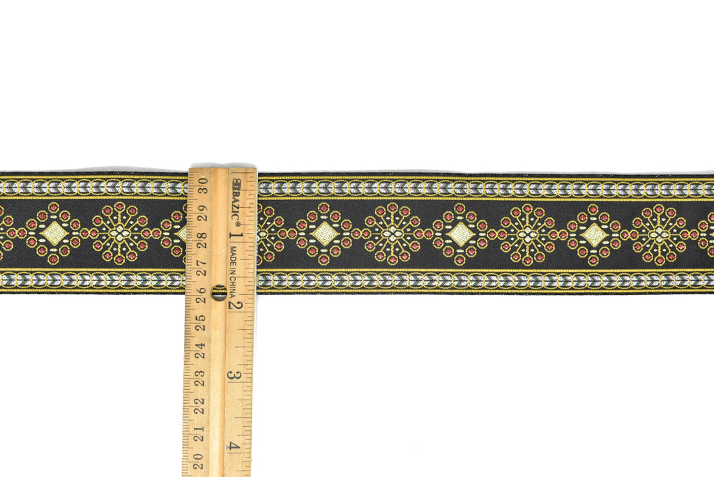 Circular Diamond Pattern Jacquard Ribbon 1.75" - 1 Yard