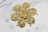 Gold Flower Buckle w/Colorful Rhinestones