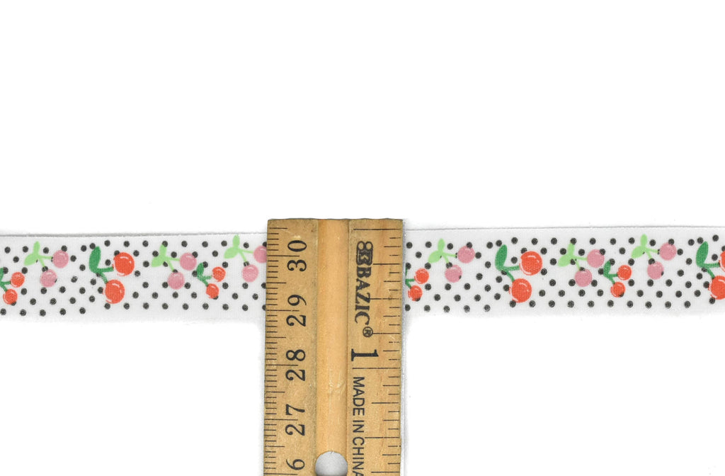 Cherry Print Fold-Over Elastic 0.63" - 1 Yard