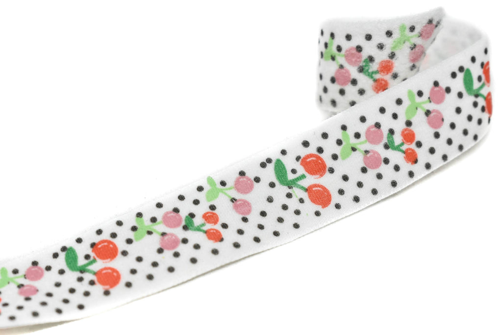 Cherry Print Fold-Over Elastic 0.63" - 1 Yard