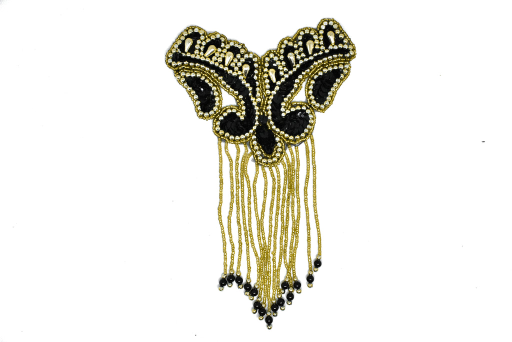 Beaded Dangling Fringe Applique 8.50" x 5.50" - Applique