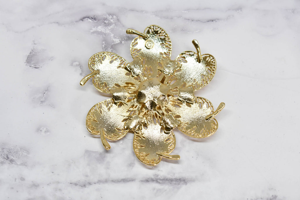 Gold Flower Buckle w/Colorful Rhinestones