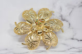 Gold Flower Buckle w/Colorful Rhinestones