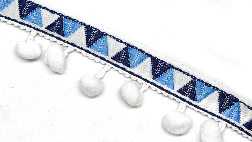 Tri-Colored Pom-Pom Trim 1.50" - 1 Yard