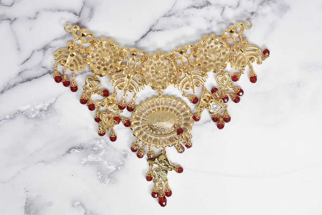 Gold Dangling Rhinestone Connector Buckle