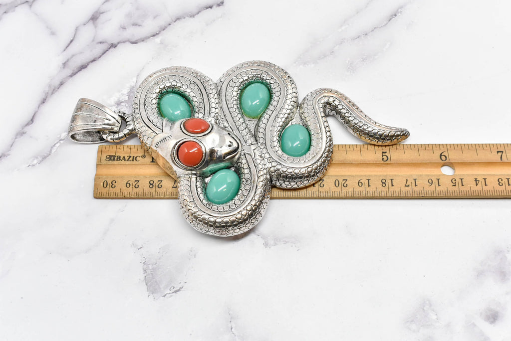 Double Sided Silver Snake Pendant