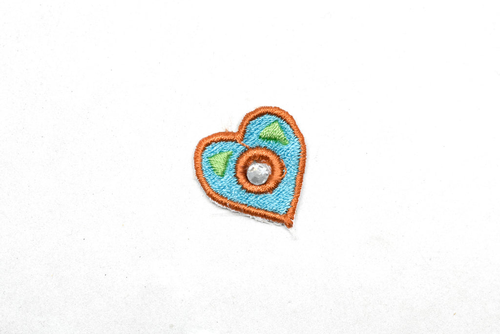 Two-Tone Tiny Heart w/Rhinestone Patches 1" x 0.75" | Tiny Hearts Patch Applique - Target Trim