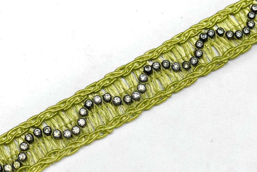 Rhinestone Trim made Raffia (Straw-like) Material 1"  - 1 Yard