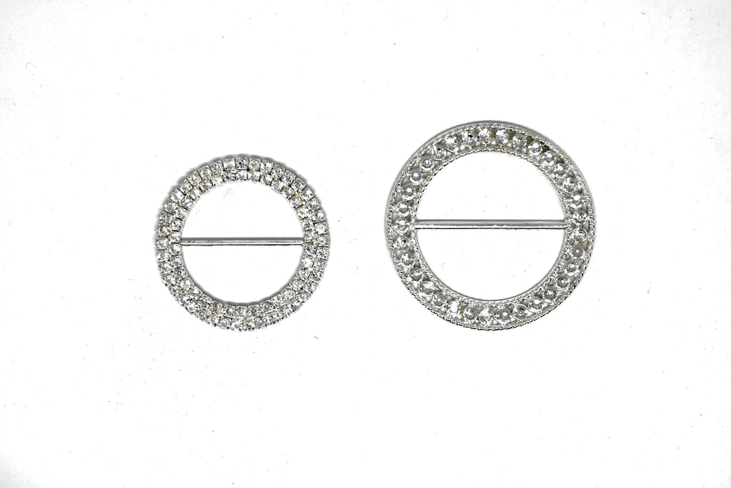 Round Rhinestone Ribbon Slider (Medium and Large)