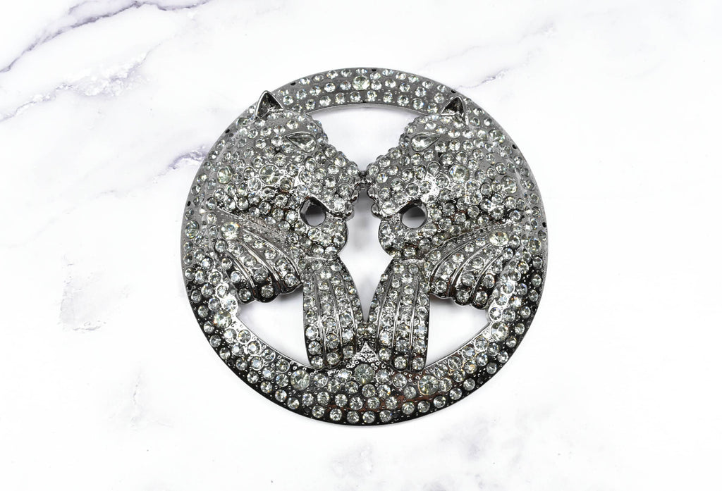 Metal Rhinestone Double-Headed Lion Buckles