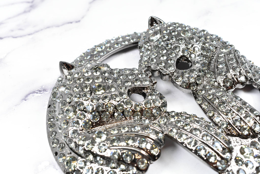 Metal Rhinestone Double-Headed Lion Buckles