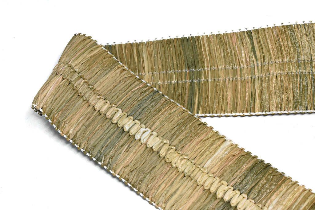 Green Raffia/Straw/Plastic Trim 2.75" - 1 Yard