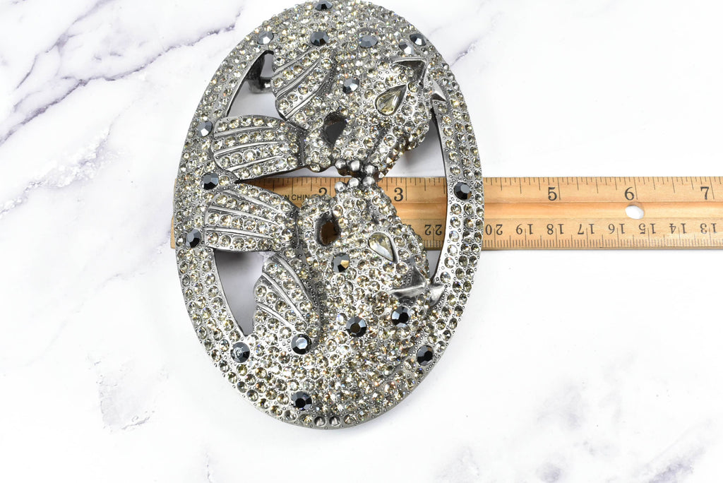 Metal Rhinestone Double-Headed Lion Buckles