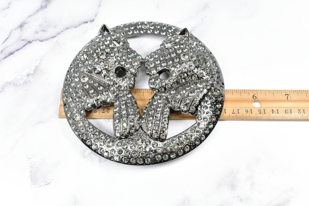Metal Rhinestone Double-Headed Lion Buckles