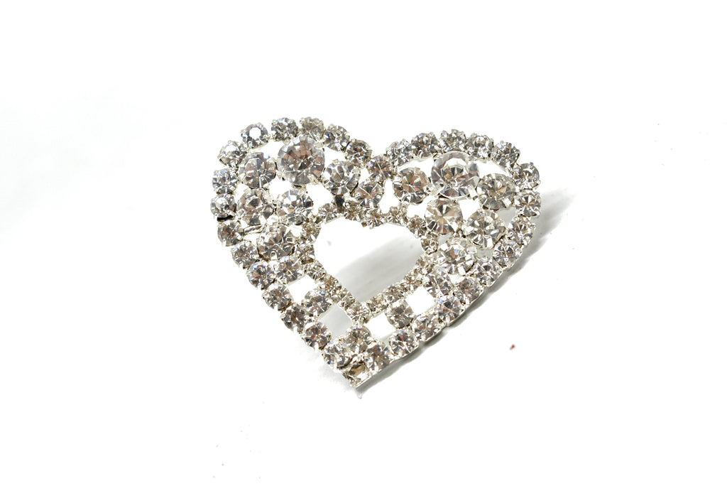 Rhinestone Heart Brooch with Pin 2" Target Trim
