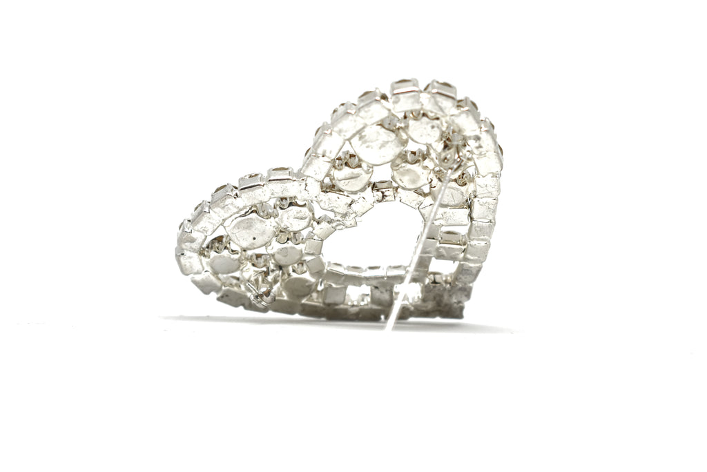 Rhinestone Heart Brooch with Pin 2" Target Trim