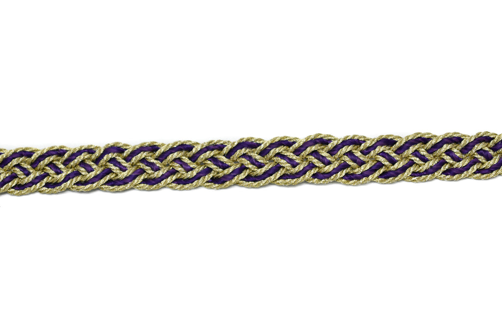 Metallic Two-Tone Braided Gimp Trim 1/2" - by the yard
