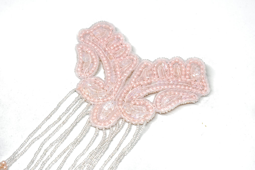 Beaded Dangling Fringe Applique 8.50" x 5.50" - Applique