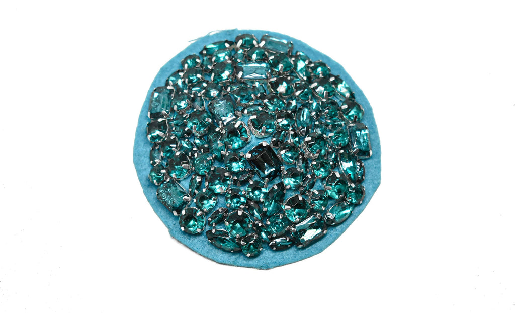 Circular Applique with Chunky Rhinestones 4" | Circular Patch | Round Patch Applique - Target Trim