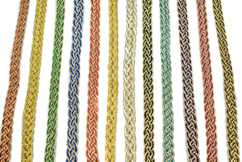 Metallic Two-Tone Braided Gimp Trim 1/2" - by the yard