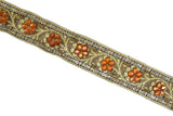 Sequins Embroidered Floral Indian Trim 1" - 1 Yard